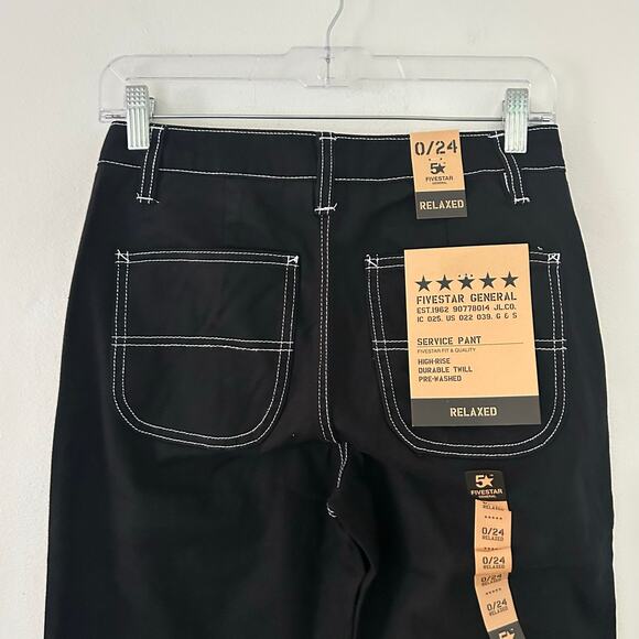 Fivestar General Women's High Rise Twill Service Pants Jeans Black 0 24 New - Picture 6 of 9